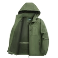 Chaqueta deportiva de hombre verde militar con capucha extraíble y forro de malla - M / Verde Militar