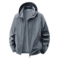 Dünne graue Herren-Sonnenschutzjacke mit Kapuze und atmungsaktiver Ripstop-Struktur - M / Dunkelgrau