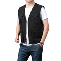 Men's black multi-pocket utility fishing vest in a functional tactical outdoor style - M / Black