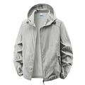Graue Herren Sonnenschutzjacke mit Kapuze aus leichtem atmungsaktivem Funktionsstoff - M / Hellgrau