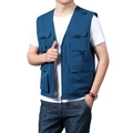 Navy blue multi-pocket outdoor tactical fishing vest with functional gear loops for men - M / Denim Blue