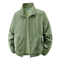 Chaqueta ligera de seda de hielo para hombre color verde claro con cuello levantado - M / Verde Militar