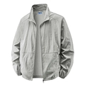 Chaqueta de protección solar para hombre en seda de hielo gris claro con cuello elevado - M / Gris claro