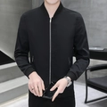 Men's black bomber jacket with stand collar and BE AN ARTIST OF LIFE embossed text - M / Black