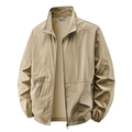 Men's khaki lightweight ice silk sun protection jacket with stand collar and zipper - M / Khaki