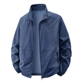 Men's ice silk sun protection jacket in deep blue, lightweight and breathable finish - M / Dark Blue