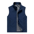 Gilet da uomo blu scuro con colletto in piedi, tasche con zip e fodera in rete traspirante - M / Blu scuro