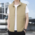 Gilet kaki da uomo con collo alto e tasca con zip per outdoor, pesca e fotografia - S / Cachi