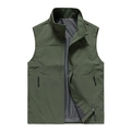 Gilet casual da uomo verde militare con collo alto e fodera interna in rete grigia - M / Verde Militare