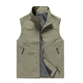 Gilet casual da uomo outdoor verde militare con collo alto e fodera in rete traspirante - M / Cachi