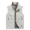 Men's lightweight light beige stand collar vest with mesh lining and zipper pockets - M / Off-white