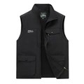 Gilet outdoor da uomo nero con calda fodera in pile e tasche dal design funzionale - M / Nero