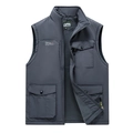 Gilet da uomo grigio scuro antivento con fodera in pile e tasche multifunzionali - M / Grigio