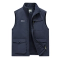 Men's dark blue windproof outdoor vest with fleece lining and multi-pocket design - M / Dark Blue