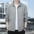 Veste de protection solaire en soie glacée gris clair pour homme avec poches zippées - M / Gris clair
