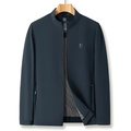 Men's casual stand-collar jacket in dark blue-grey with full-length zipper design - M / Royal Blue