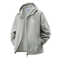 Veste de protection solaire grise pour homme avec capuche et logo outdoor sur la poitrine - M / Gris clair