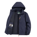 Men's navy blue windbreaker jacket with breathable mesh lining and hooded design - M / Dark Blue