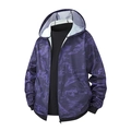 Lila Kapuzenjacke für Herren mit Federmuster und Schriftzug, stylische Farbvariante - S / Dunkelviolett