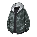 Dunkelgrüne Herren-Kapuzenjacke mit Federprint und Reißverschluss für den Frühling - S / Schwarz