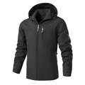 Chaqueta cortavientos negra para hombre con capucha, bolsillos con cremallera y logo - M / Negro