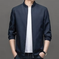 Giacca casual business blu scuro da uomo con trama a scacchi sottile e vestibilità slim - M / Blu Reale