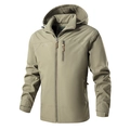 Chaqueta cortavientos para hombre verde oliva con forro polar gris cálido - M / Caqui