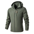 Chaqueta de hombre para exterior con capucha en verde militar y tejido cortavientos - M / Verde Militar