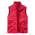 Gilet sportivo da uomo rosso con collo alto e tasche con cerniera per outdoor - S / Rosso