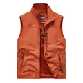 Gilet outdoor rosso ruggine da uomo con colletto dritto e design multitasche pratico - S / Rosso Mattone