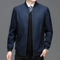 Dunkelblaue Business-Casual-Jacke für Herren mit feiner vertikaler Streifenstruktur - M / Königsblau