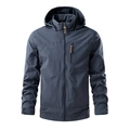Men's outdoor lightweight windbreaker in dark grey blue with waterproof zippers - M / Gray