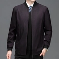 Herren Business-Casual-Jacke in Dunkellila mit vertikaler Textur und Rippstrickbündchen - M / Schwarz Rot
