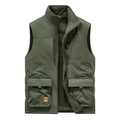 Herren-Wende-Weste in Armeegrün mit Fleece-Futter und praktischen Multi-Taschen - M / Armeegrün