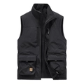 Schwarze Herren-Weste mit Fleece-Futter, vielen Taschen und winddichtem Material - M / Schwarz