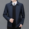 Chaqueta casual de negocios azul marino para hombre con cremallera y cuello de solapa - M / Azul Real