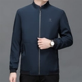Men's dark blue business casual jacket with stand collar and ribbed cuffs - M / Royal Blue