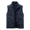 Dunkelblaue Herren Outdoor Weste mit Fleece-Futter, Stehkragen und Reißverschlusstaschen - M / Dunkelblau