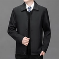 Chaqueta casual de negocios negra para hombre con cuello de solapa y cierre de botones - Negro / M