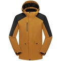 Gelb-schwarze 3-in-1 wasserdichte Outdoorjacke mit abnehmbarer Kapuze zum Wandern - XS / Ingwergelb