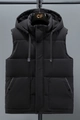 Winter black hooded padded vest with thick quilting and windproof drawstring hood - L / Black