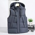 Gilet matelassé gris foncé à capuche pour hommes avec rembourrage chaud d'hiver - L / Gris