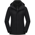 Zwarte 3-in-1 outdoorjas voor dames en heren met capuchon, waterdicht en winddicht - XS / Zwart