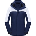 Waterdicht 3-in-1 outdoorjack in marineblauw en wit met een afneembare capuchon - XS / Marineblauw