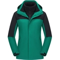 Waterproof 3-in-1 outdoor jacket in vibrant green and black with warm fleece lining - XS / Abyss Green