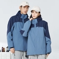 Veste outdoor trois-en-un bleu marine et bleu clair, coupe-vent et imperméable pour adultes - XS / Hauts / Bleu clair