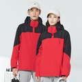 Veste outdoor 3-en-1 imperméable en rouge et noir pour hommes et femmes randonnée - XS / Haut Et Bas / Rouge