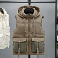 Herren Workwear Weste in Khaki mit olivgrünen Taschen und Reißverschluss - M / Khaki