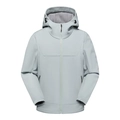 Giacca softshell grigio chiaro impermeabile con cappuccio per attività outdoor e trekking - M / Verde Menta