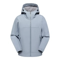 Giacca outdoor softshell impermeabile con cappuccio in blu grigio e zip completa - M / Blu Etereo